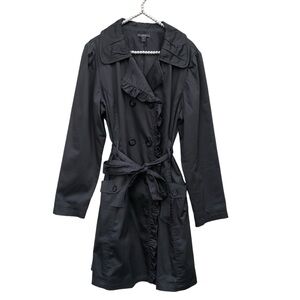 Apt 9 Charcoal Gray Ruffled Double-Breasted Trench Coat size XL